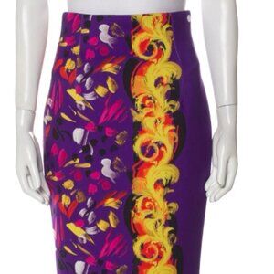 Versace Collection Floral Purple Multi Print Knee-Length Skirt S